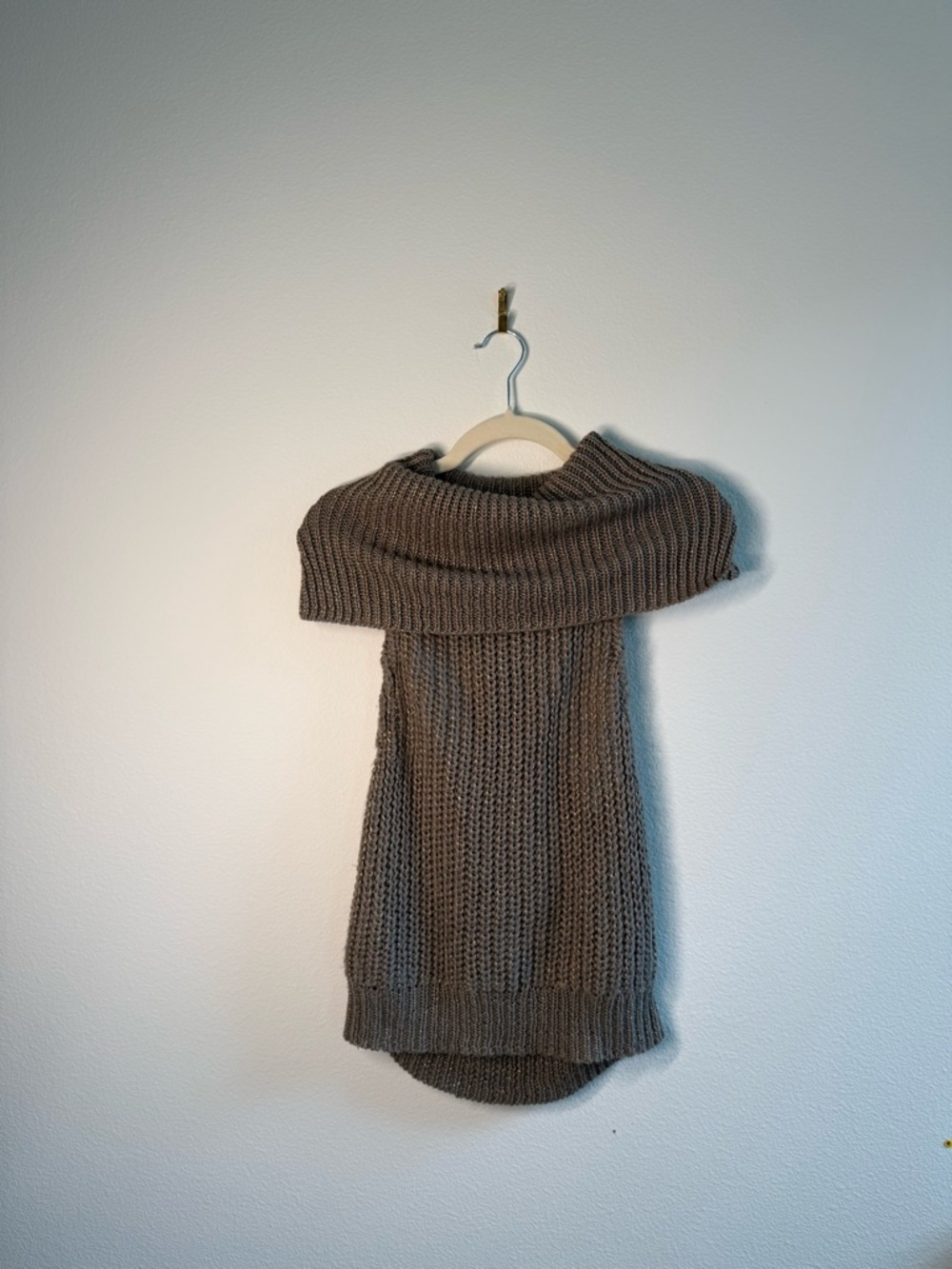 One Teaspoon Sleeveless Cowl Neck Knit Sweater Tank - Taupe - Picture 3 of 4
